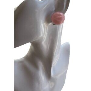 Vintage Pink Lucite Textured Moon Glow Clip On Earrings Jewelry Lightweight